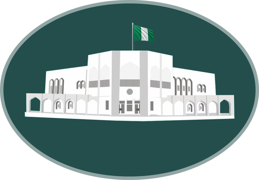 Illustration of a Nigerian State House with the national flag